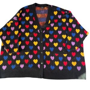 TORRID Size 5/6 Cardigan Rainbow Heart Knit Oversized DOPAMINE DRESSING 5X 6X